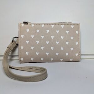 Madden Girl Beige Heart Pattern Wristlet